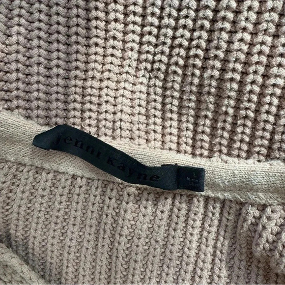 Jenni Kayne Cotton Cabin Sweater Oatmeal V Neck Oversized Knit Pullover Brown - Picture 10 of 13